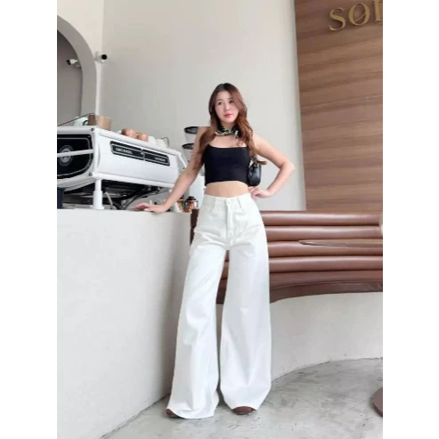 ลดล้างสต๊อก ประเทศไทย คลังสินค้า กางเกงยีนส์ขากว้างเอวสูงทรงบานสลิมเข้ารูปตัดหลากสี thumbnail 8
