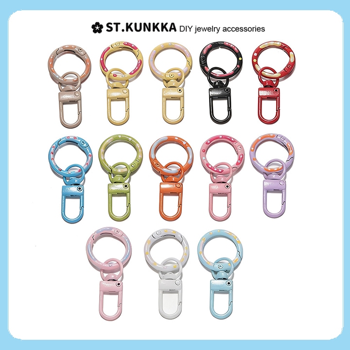 ST.KUNKKA สังกะสีอัลลอยด์ฤดูใบไม้ผลิหัวเข็มขัดสีทาสีโดนัทสปริงแหวนสําหรับทําพวงกุญแจ