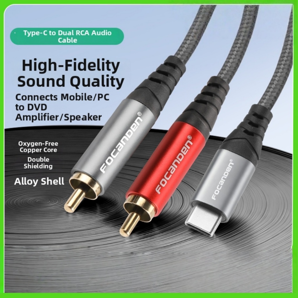 Type-C สําหรับ 2RCA สายสัญญาณเสียง, อะแดปเตอร์แจ็คหูฟังเสียง Fidelity, USB C ถึง 2RCA ชายชาย Y สายเสริม 1/8 สําหรับขั้วต่อ RCA,สําหรับโทรศัพท์, คอมพิวเตอร์, MP3, แท็บเล็ต, ลําโพง