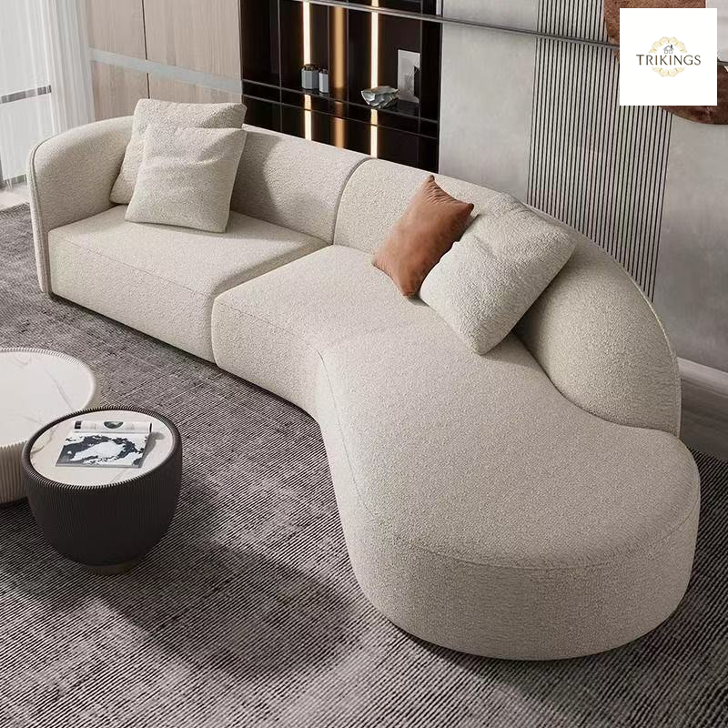 Trikings French Design Moon โซฟาครึ่งวงกลม Arc โมเดิร์นห้องนั่งเล่นที่เรียบง่ายร้านเสริมสวยโซฟาผ้า