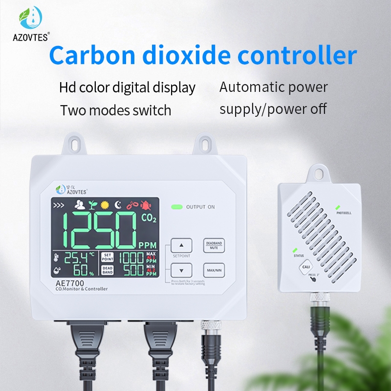 AZOVTES AE7700 CO Monitor & Controller Digital Wall Mount CO2 Controller CO2 Monitor Meter สําหรับเร