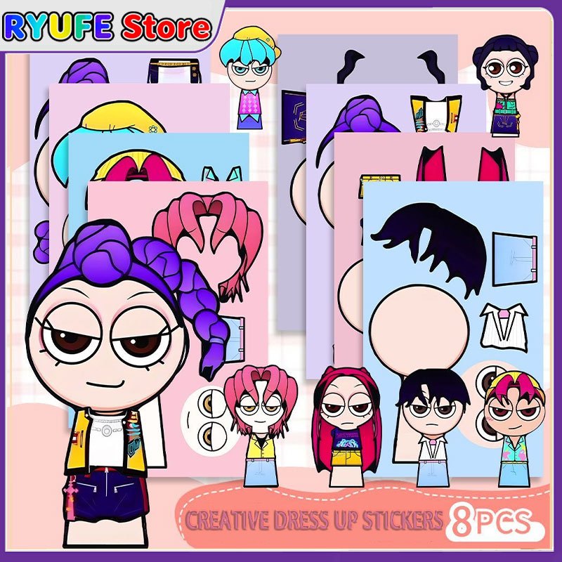 สติ๊กเกอร์แต่งตัว Sprunki K-Pop ล่าแม่มด เกม Rhythm Box ของเล่นเด็ก ผู้ชาย-ผู้หญิง เปลี่ยนชุดเล่นซ้ำ