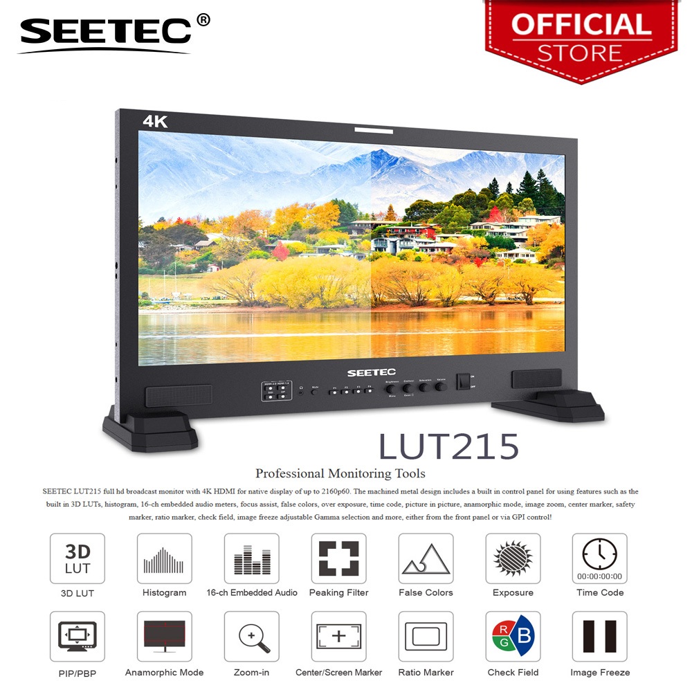 FEELWORLD LUT215 จอภาพสตูดิโอออกอากาศขนาด 21.5 นิ้วในตัว De Log 3D LUT 3G-SDI 4K HDMI Full HD 1920x1