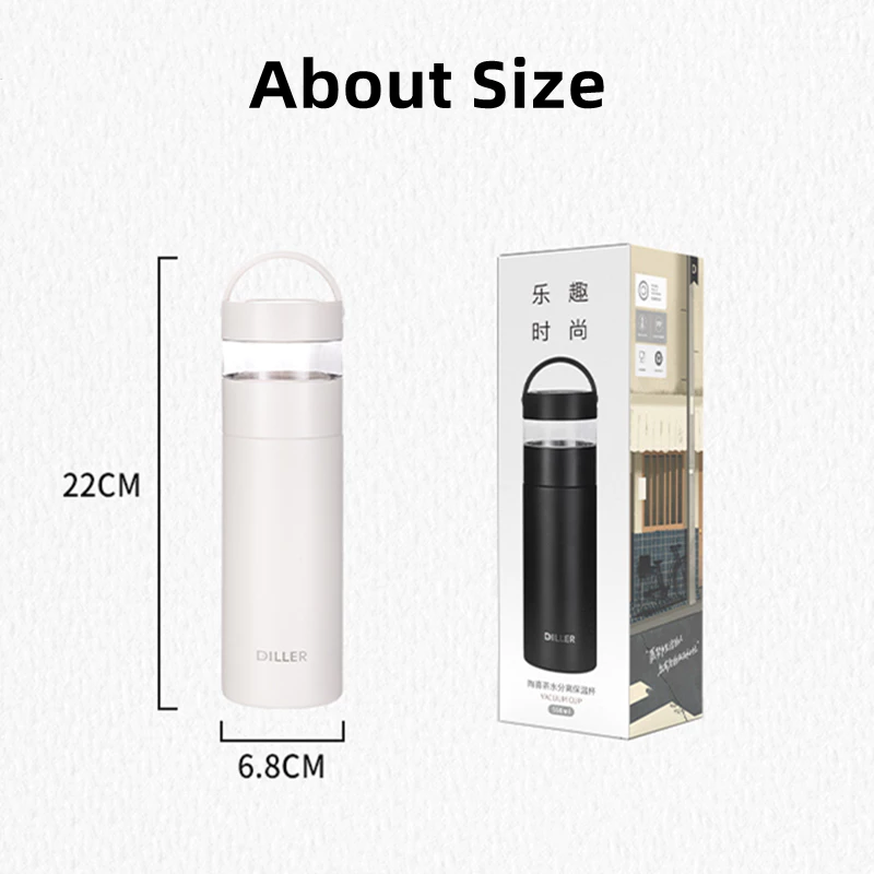 Diller เซรามิคเคลือบเรียงราย Vaccum Thermos กระติกน้ําดื่มขวดกรองชา 550ml MLH9165 thumbnail 10