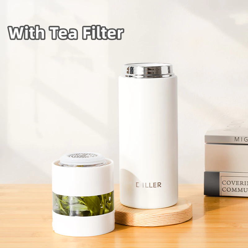 Diller เซรามิคเคลือบเรียงราย Vaccum Thermos กระติกน้ําดื่มขวดกรองชา 550ml MLH9165 thumbnail 5