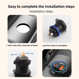 [🇹🇭⚡12hจัดส่ง] 3/4 พอร์ต PD QC3.0 USB Car Charger พร้อมสวิทช์สัมผัสและโวลต์มิเตอร์ Socket Power Outlet Adapter กันน้ําสําหรับ 12 V/24 V รถ ATV เรือ