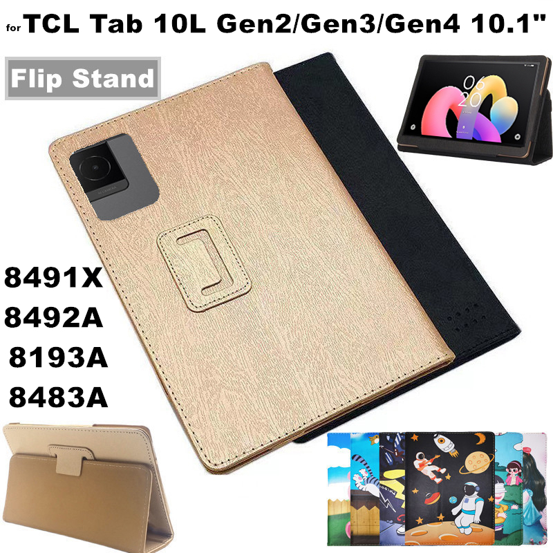 for TCL Tab 10L Gen2/Gen3/Gen4 10.1 Inch 8491X 8492A 8193A 8483A Silk Pattern Cover Flip Foldable St