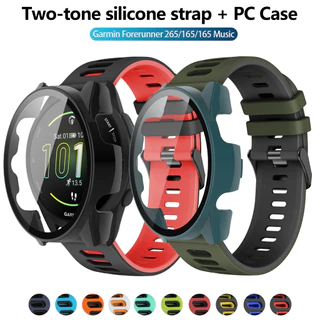 สายซิลิโคน + เคส สําหรับ Garmin Forerunner 165 265 Music Smart Watch สายซิลิโคน สายรัดข้อมือ สร้อยข้อมือ พร้อมฝาครอบป้องกันหน้าจอ