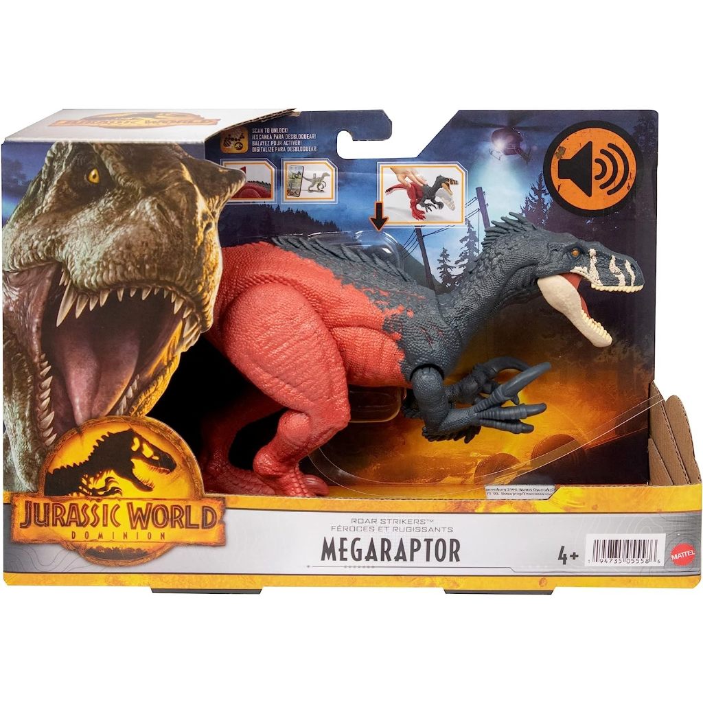 Jurassic World Dominion Roar Strikers Megaraptor ไดโนเสาร์ Action Figure พร้อมโจมตี Motion และเสียง 