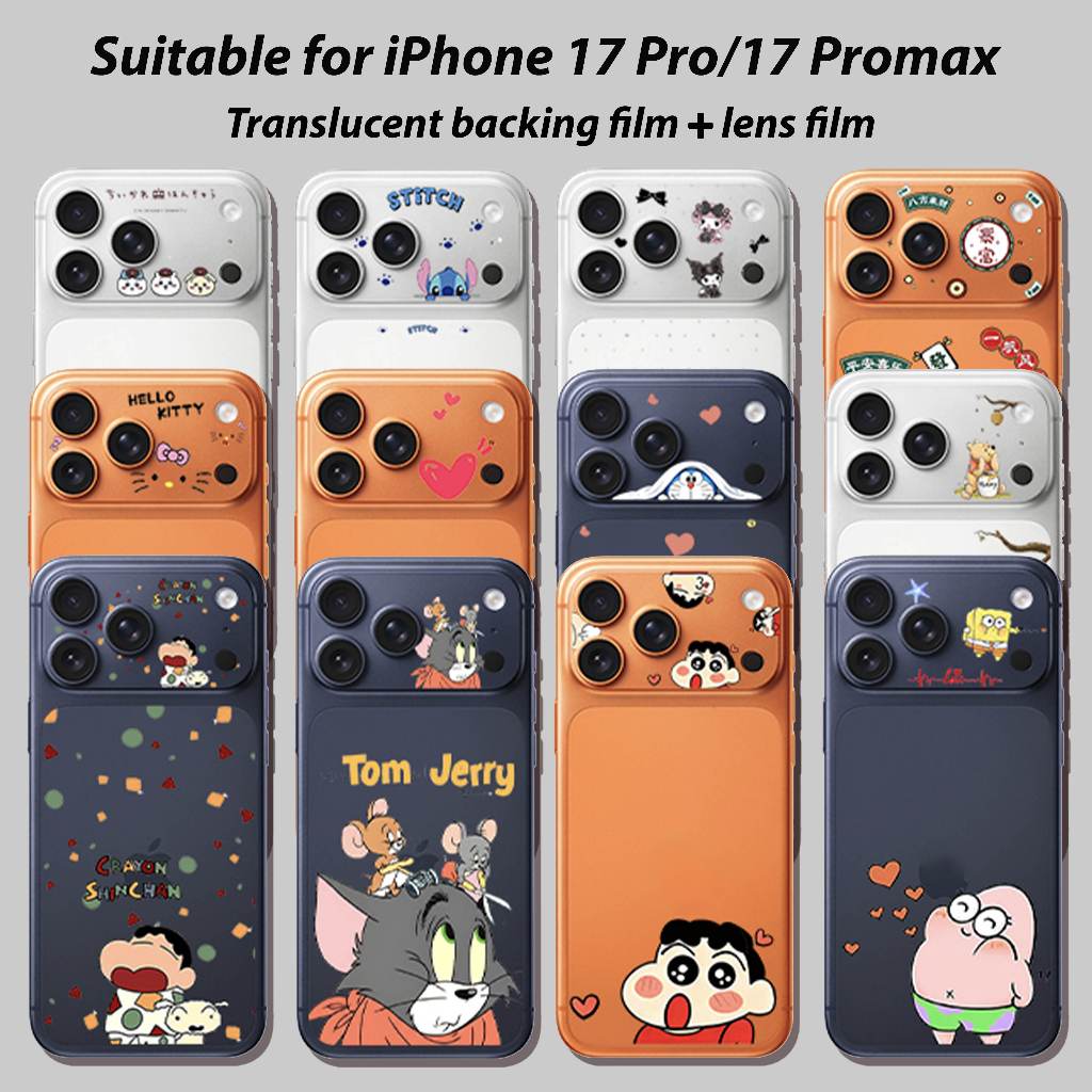 Glitter โปร่งใส/Frosted ฟิล์มนุ่ม สําหรับ iPhone 17 Pro/Pro Max สติกเกอร์เลนส์การ์ตูน ป้องกันกันรอย