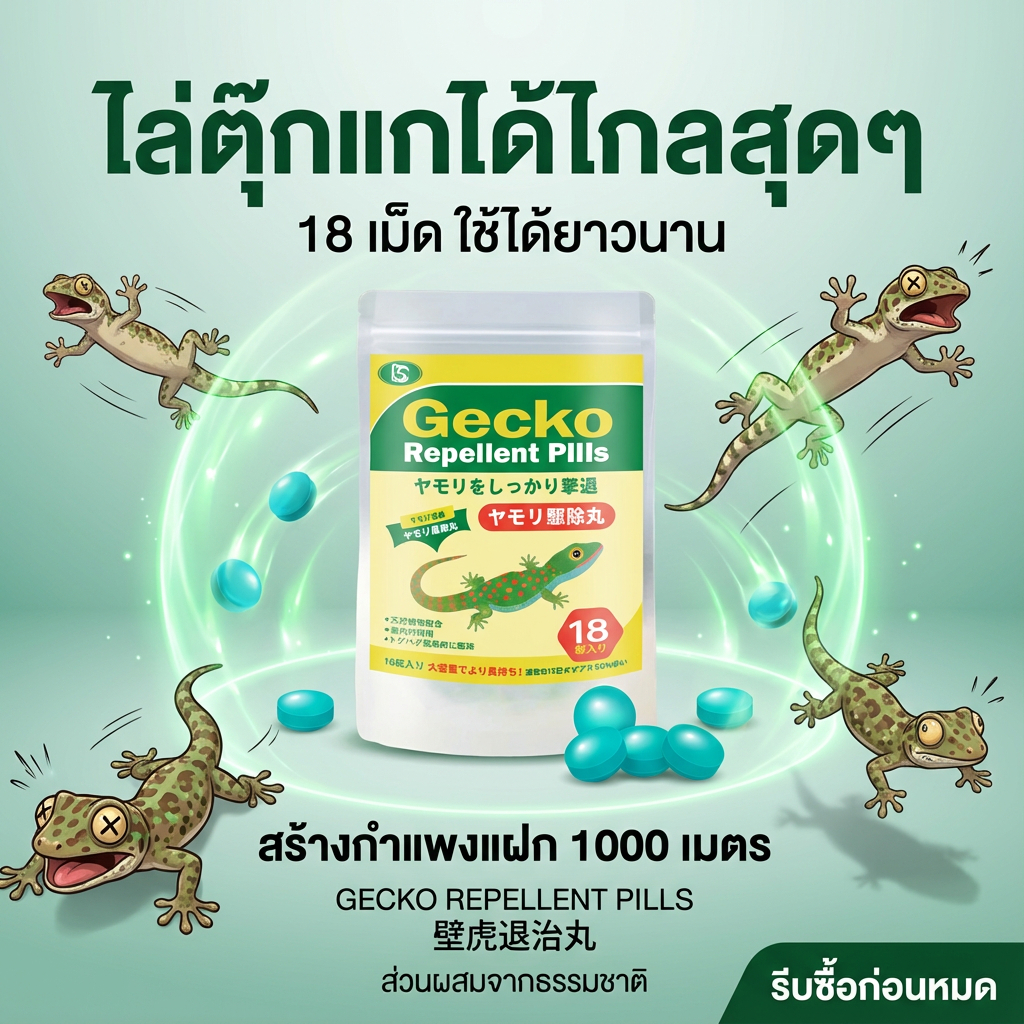 🦎1000 เมตรไม่มีตุ๊กแก🦎YA ไล่ตุ๊กแก ยาฆ่าตุ๊กแก ยาไล่จิ้งจก 18 เม็ด ไล่จิ้งจก ยาฆ่าจิ้งจก ไม่เป็นอันตรายต่อสัตว์เลี้ยงและหญิงตั้งครรภ์