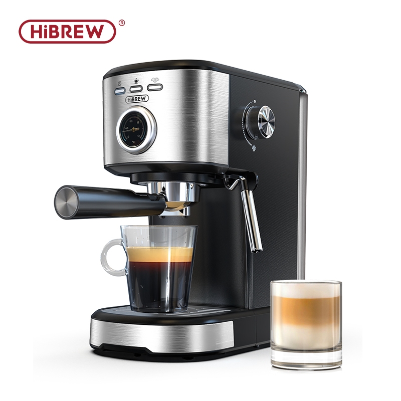 HiBREW H5A เครื่องชงกาแฟกึ่งอัตโนมัติ 15Bar การสกัดความดันภาพแสดงอุณหภูมิโฟมนมพร้อมไอน้ําทรงพลัง