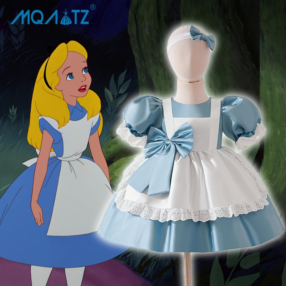 MQATZ ชุดคอสเพลย์สำหรับเด็กผู้หญิง ดีไซน์โบว์ใหญ่และแขนพัฟ เหมาะสำหรับวันเกิด ALS06