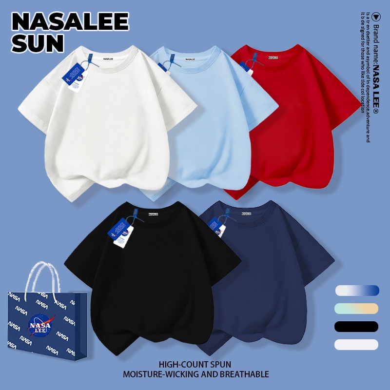 【จัดส่งทันทีวันเดียวกัน】เสื้อยืดแขนสั้น NASA สำหรับเด็ก สีขาวเรียบล้วน (ไม่มีลายพิมพ์) ทำจากผ้าฝ้าย 100% เหมาะสำหรับเด็กอายุ 3-16 ปี (ทั้งชายและหญิง)