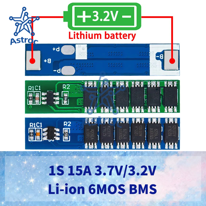 1 ~ 5 PCS 1S 15A 3.7 V/3.2 V Li-ion 6MOS BMS PCM แบตเตอรี่ป้องกัน PCM สําหรับ 18650 แบตเตอรี่ลิเธียม
