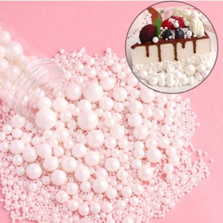 ไข่มุกสีขาวที่กินได้โรย-ไข่มุกน้ําตาลขนาดผสม,ตกแต่งเค้กอบสํา…