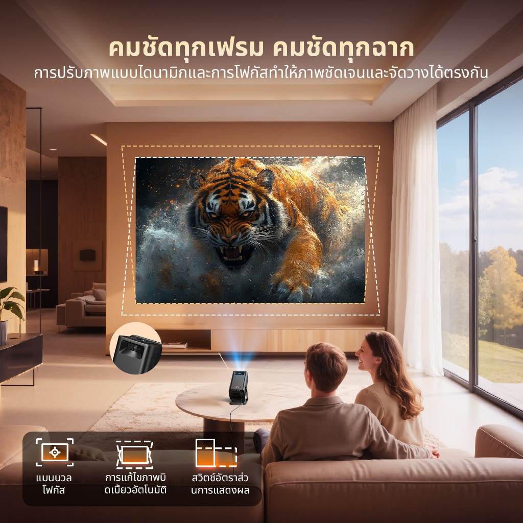 XGODY Gimbal 5 GO โปรเจคเตอร์พกพา Android 14 สนับสนุน 4K 8K HD ความสว่าง 300 ANSI - รูปที่ 5