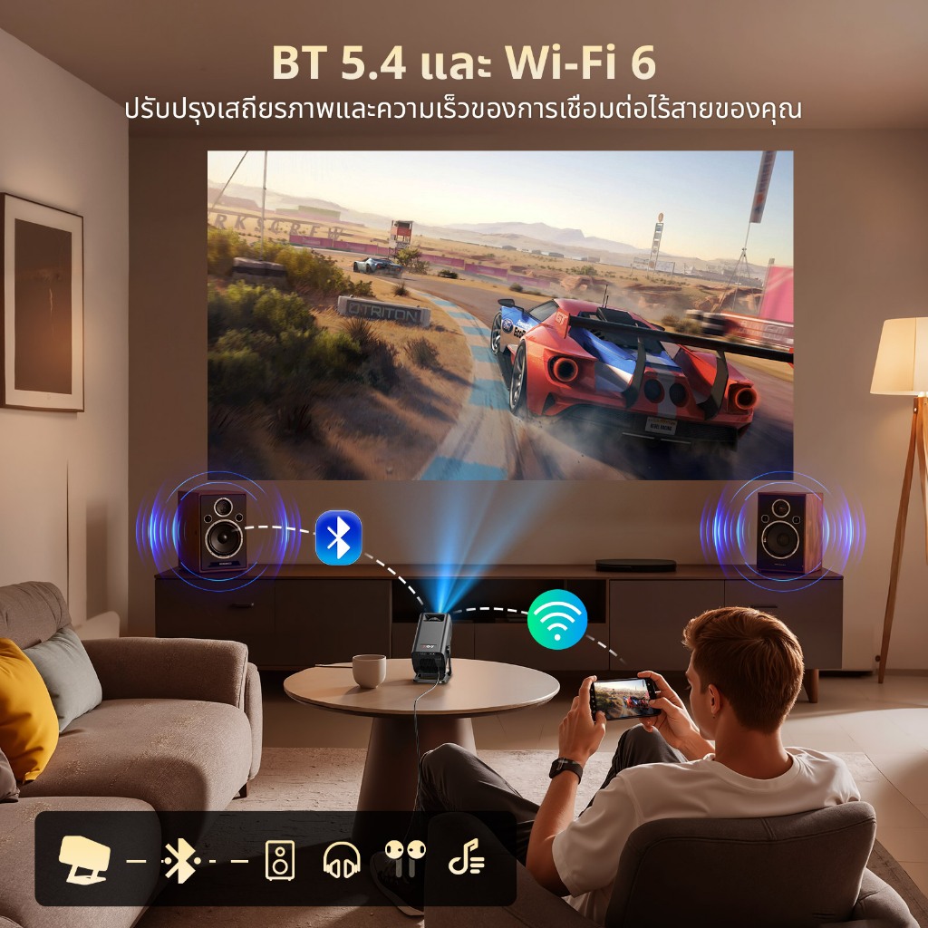 XGODY Gimbal 5 GO โปรเจคเตอร์พกพา Android 14 สนับสนุน 4K 8K HD ความสว่าง 300 ANSI - รูปที่ 6