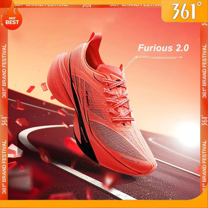 【จัดส่งจากกรุงเทพฯ】361 Degrees Furious 2.0 รองเท้าวิ่ง คาร์บอนเพลท สำหรับแข่งมาราธอน 672432201