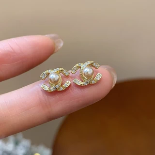 [Jewbeauty] เข็มเงินชุบทองจริง กับ Faux Pearl Zircon ต่างหูสไตล์ minimalist สำหรับทุกโอกาส