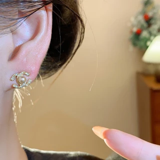 [Jewbeauty] เข็มเงินชุบทองจริง กับ Faux Pearl Zircon ต่างหูสไตล์ minimalist สำหรับทุกโอกาส