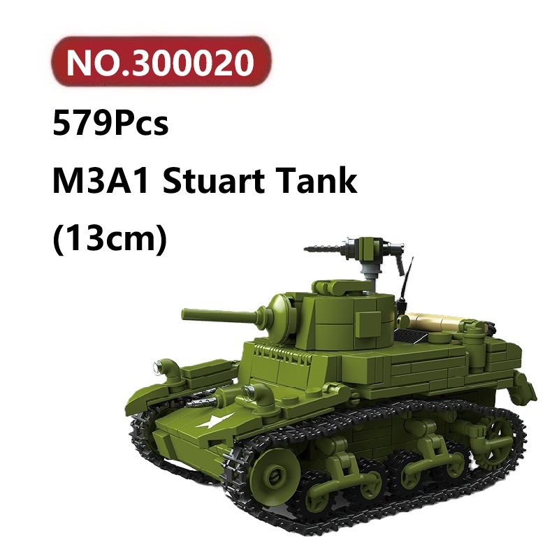 ✨M3A1 Stuart รถถังหลัก โมเดลประกอบแล้ว 579ชิ้น Third Party Tank ของเล่นจิ๊กซอว์