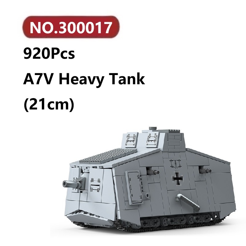 ✨A7V รถถังหลัก โมเดลประกอบแล้ว 920ชิ้น Third Party Tank ของเล่นจิ๊กซอว์