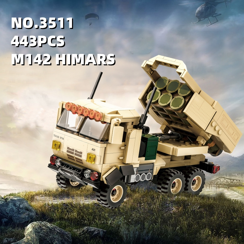 443PCS ทหาร WW2 M142 HIMARS Boxer รถหุ้มเกราะ Building Blocks Mobility Artillery Rocket Building Blo