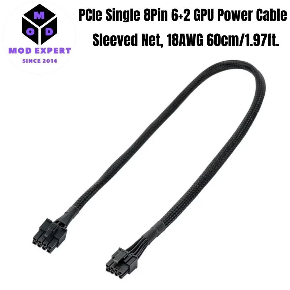 PCIe 8Pin 6 + 2Pin Sleeved สุทธิ 60 ซม., VGA GPU สายไฟสําหรับ Corsair HX1200, HX1000, HX850, HX750 H