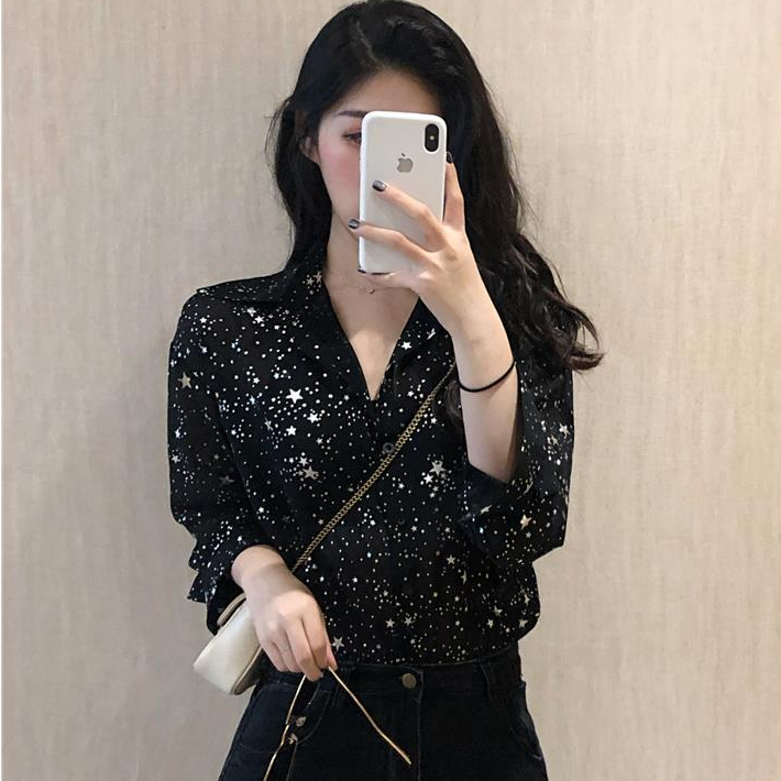 เสื้อเชิ้ตแขนยาวเก๋ สไตล์เกาหลี สำหรับผู้หญิง