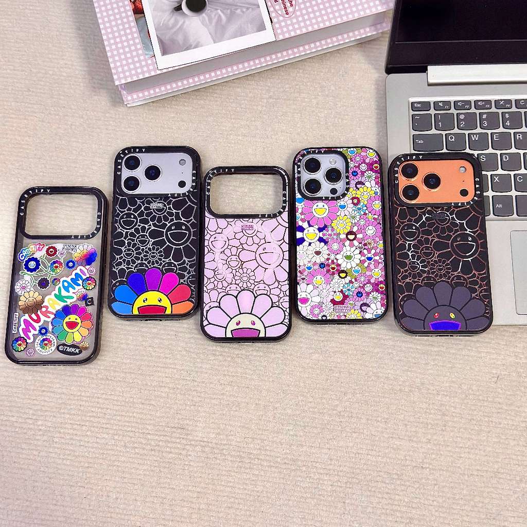 FLOWERS STICKER CT Anti-impact ใหม่อะคริลิคฝาครอบแม่เหล็กสําหรับ iphone12 13 14 15 16 17 air plus promax เคสป้องกัน