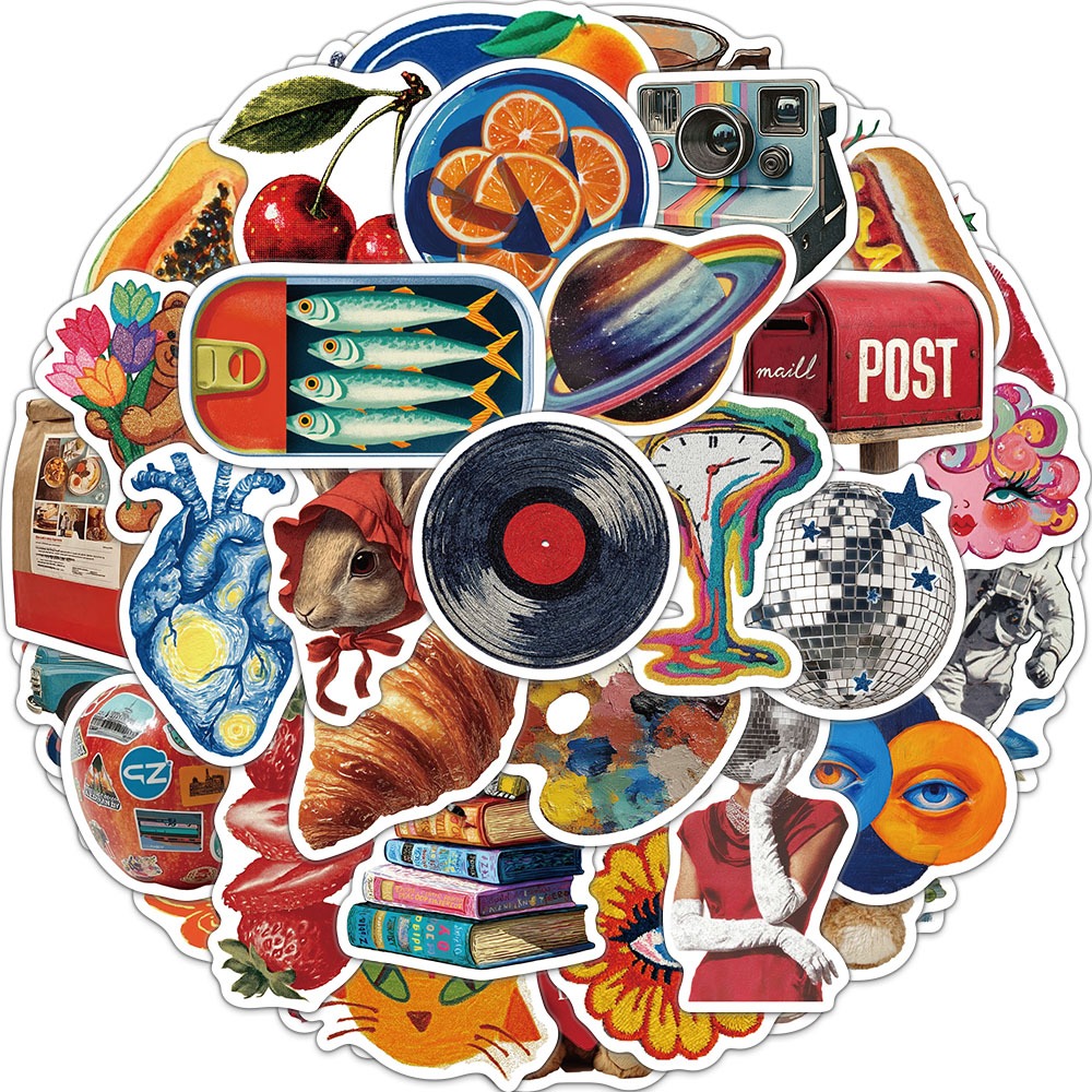 50PCS Vintage Y2K สติกเกอร์กันน้ํา 2000s Decals สําหรับ Journal แล็ปท็อป Tumbler Nostalgic Retro