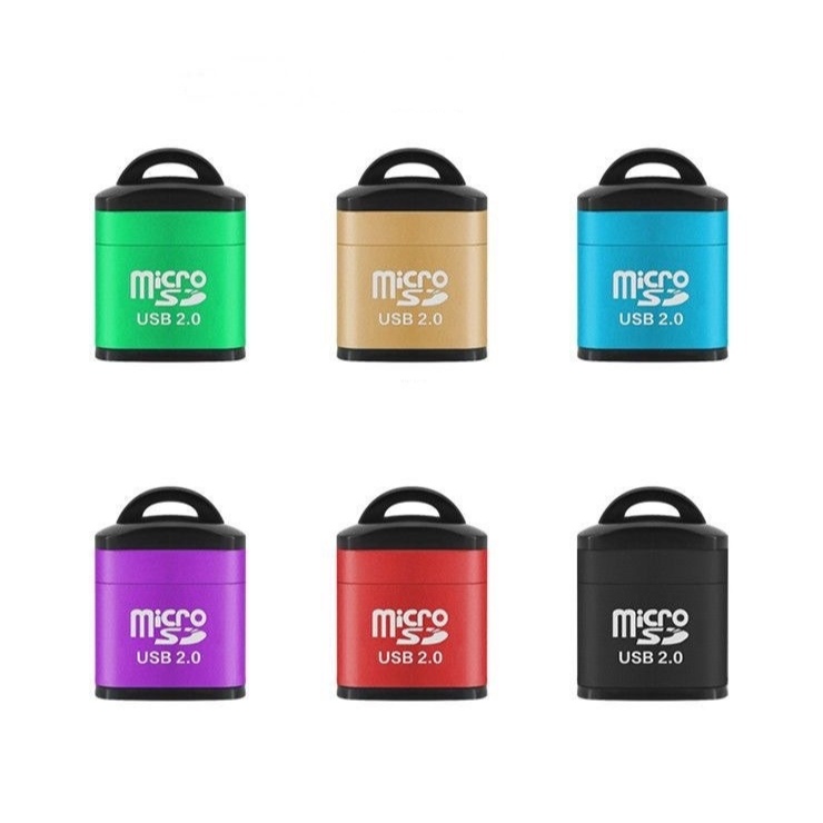 เครื่องอ่านการ์ดหน่วยความจํา Micro SD TF โลหะขนาดเล็กสีสันสดใสแบบกําหนดเอง