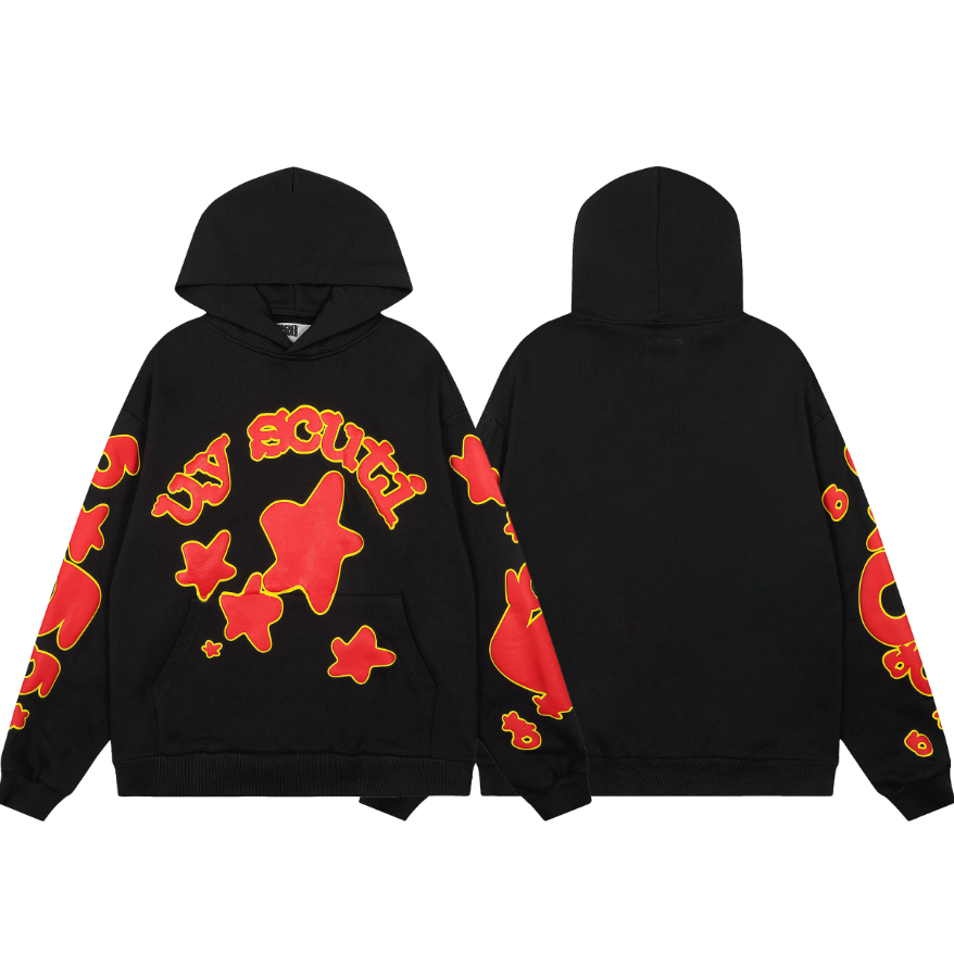 เสื้อกันหนาวมีฮู้ดพิมพ์ลาย Fashion SP5DER