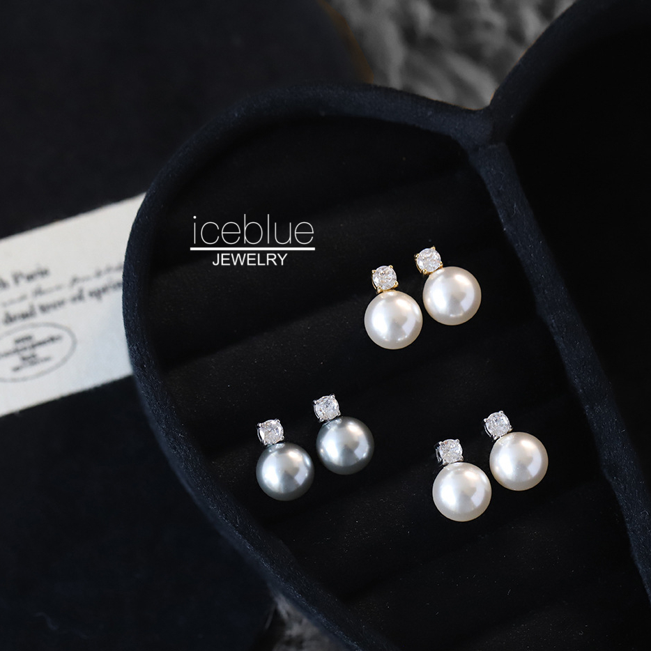 ICEBLUE สีขาวสีเทา Pearl Zircon Dangle ต่างหู 316L สแตนเลสไทเทเนียมเหล็ก 18K Gold Plated Hypoallergenic กันน้ํา Non Tarnish Statement ที่ละเอียดอ่อนแฟชั่นต่างหูผู้หญิงE37 ราคา ถูกที่สุด ดีลบีเคเค แกลเลอรีภาพที่ 4