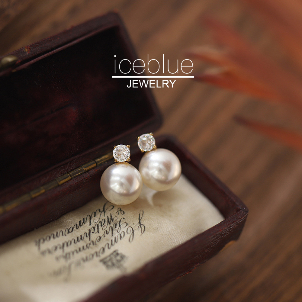 ICEBLUE สีขาวสีเทา Pearl Zircon Dangle ต่างหู 316L สแตนเลสไทเทเนียมเหล็ก 18K Gold Plated Hypoallergenic กันน้ํา Non Tarnish Statement ที่ละเอียดอ่อนแฟชั่นต่างหูผู้หญิงE37 ราคา ถูกที่สุด ดีลบีเคเค แกลเลอรีภาพที่ 9