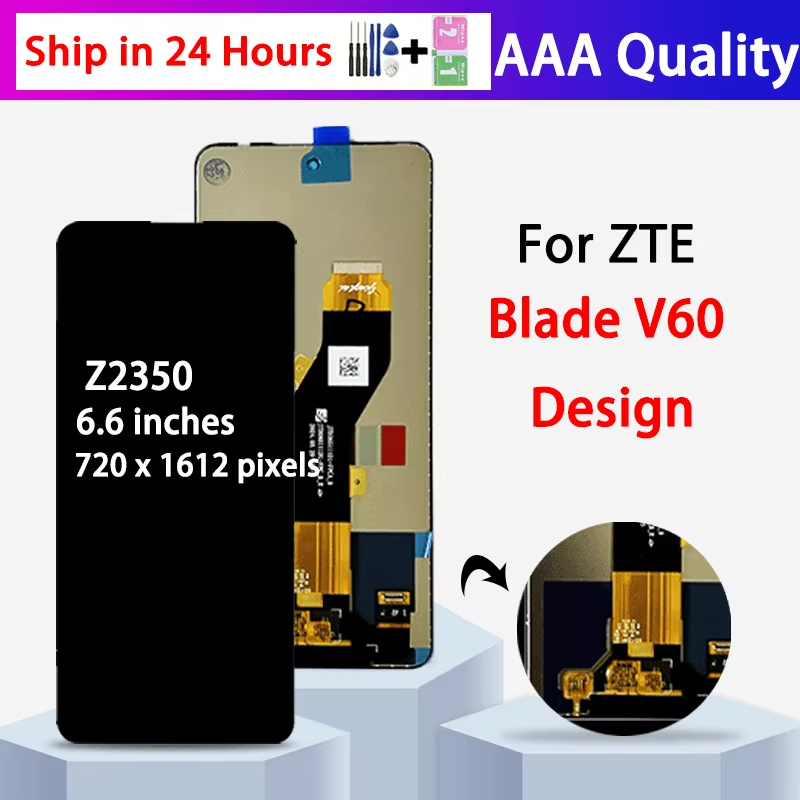 6.6 "หน้าจอสําหรับ ZTE ใบมีด V60 ออกแบบ Z2350 จอแสดงผล LCD Touch Screen Digitizer แผงสําหรับ ZTE V60