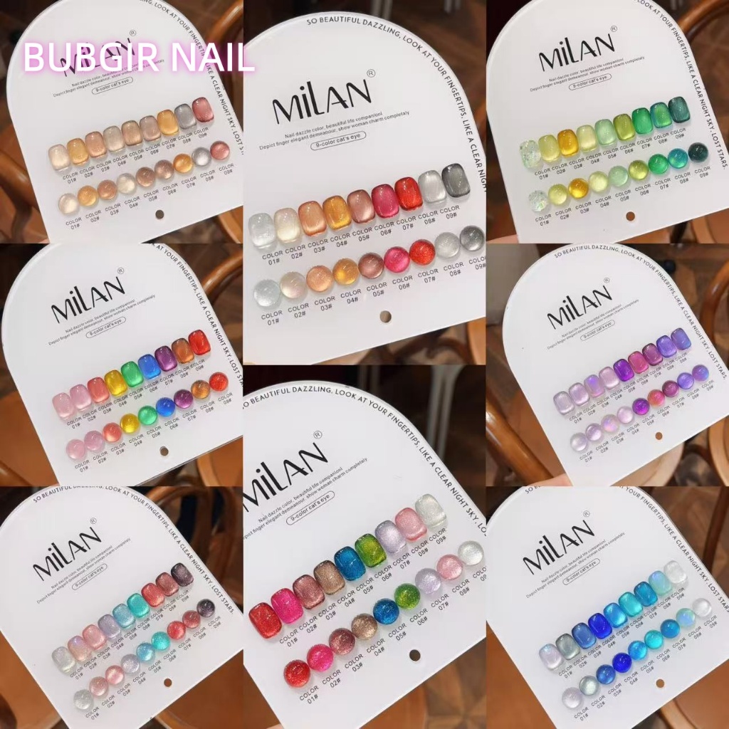 พร้อมส่ง MILAN เซ็ตใหม่ 9 สี  สีเจลแคทอายเนื้อซาติน/สีลูกแก้ว พร้อมชาร์ทโชว์ มี 8 รุ่น