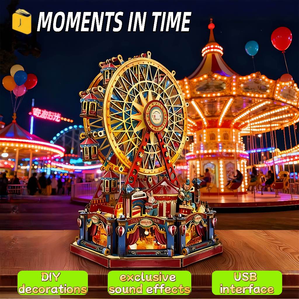 【MOMENTS IN TIME】Century Ferris Wheel 3Dของเล่นสร้างสรรค์ แบบจำลองประกอบสามมิติ ตัวต่อบล็อก ของขวัญวันเกิดงานฝีมือ