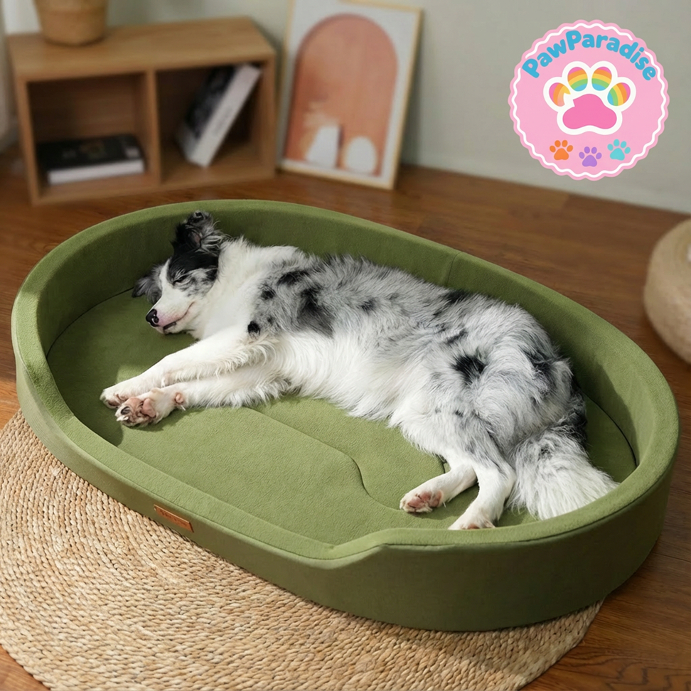 ที่นอนสุนัข กันน้ำ หนา8ซม XL เปิดซิปซักเครื่องได้│เตียงหมาแคนวาสลายใหม่ แมวนอนได้