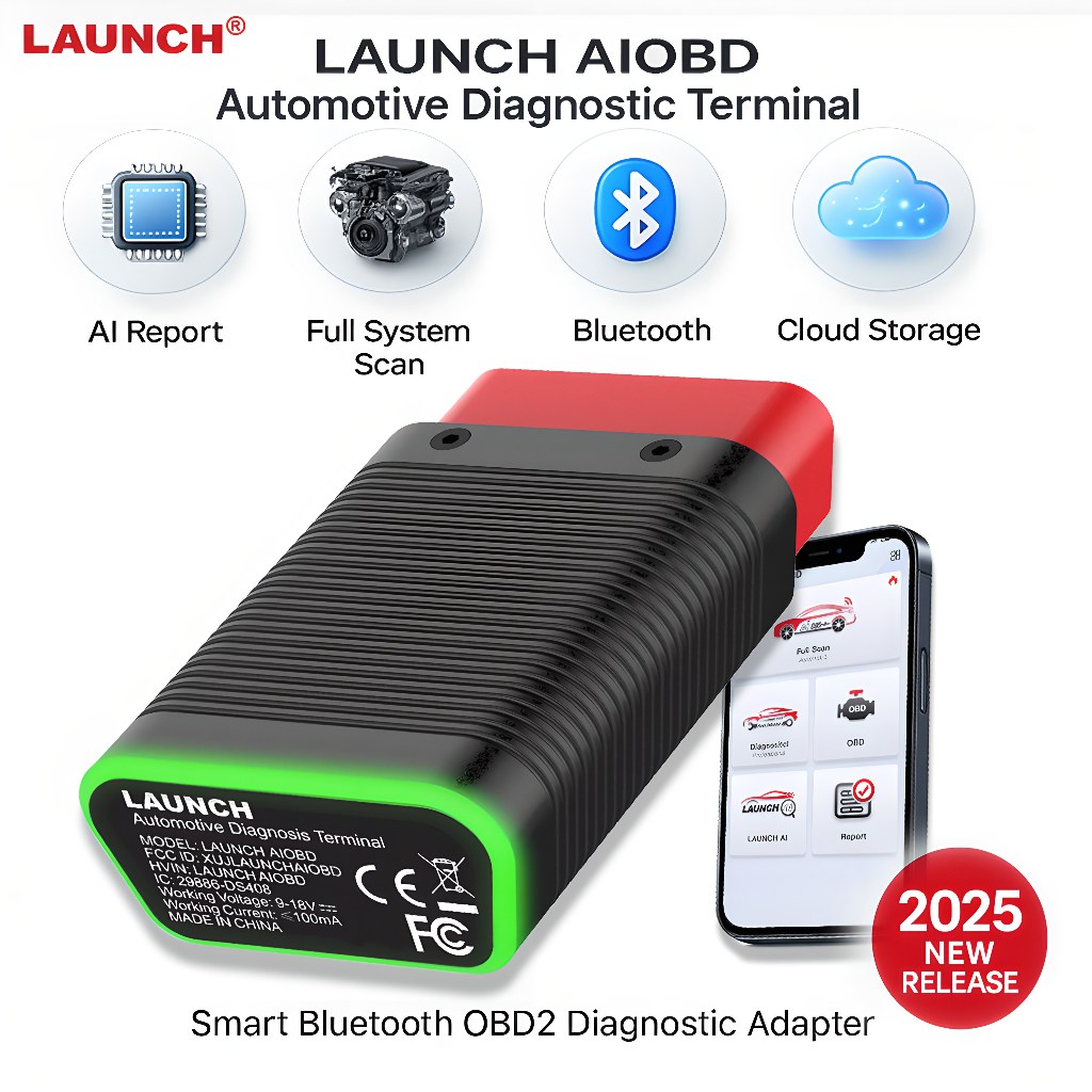 LAUNCH AIOBD OBD2 คาร์ดีagnostics - การตรวจจับข้อบกพร่องของรถยนต์, การวิเคราะห์ AI และคำแนะนำการบำรุงรักษา, รองรับการสแกนทั้งคันและการแชร์รายงาน