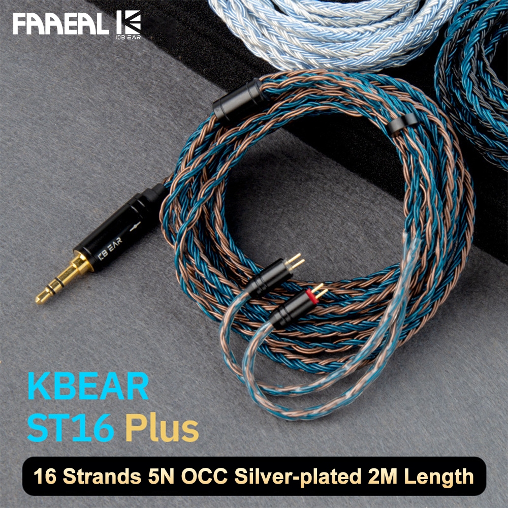 FAAEAL KBEAR ST-16 Plus หูฟังอัพเกรดสาย 2 M ความยาว 224 Cores 5N OCC Silver-plated Audio เปลี่ยนสาย 