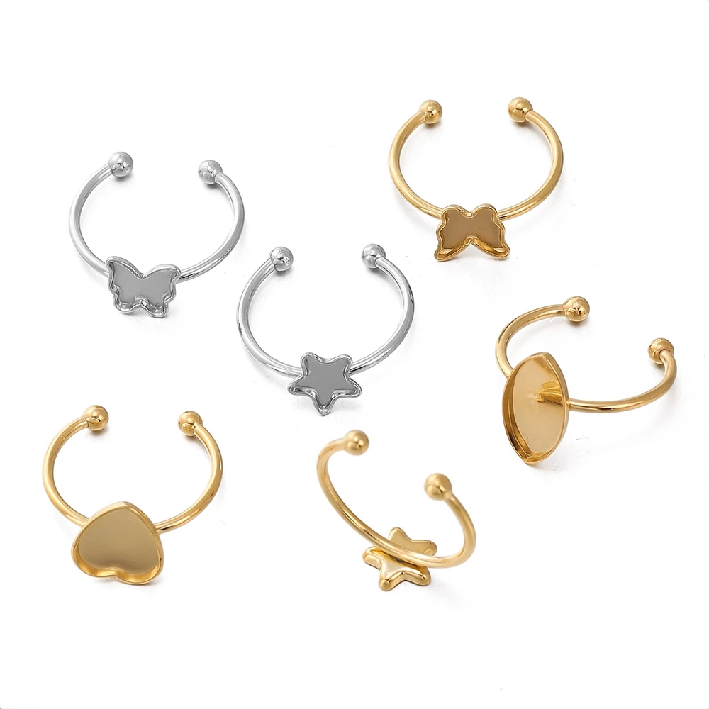 5-10ชิ้น ฐานแหวนสแตนเลสแท้ ฐานแหวนเปล่า ฐานเรียบ ปรับขนาดได้ ไม่ลอกไม่ดำ อะไหล่เครื่องประดับ DIY ทำแหวน