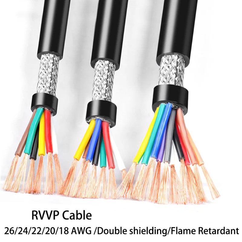 RVVP ลวดป้องกัน 2/3/4/5/6/7/8/10/12 แกนสีดําฉนวนทองแดง 0.15mm2 ~ 1mm2 สายสัญญาณควบคุมเสียง PVC