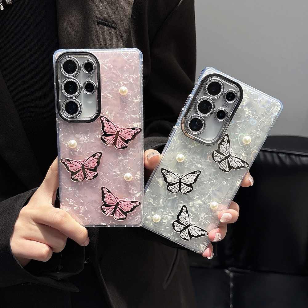 3D ผีเสื้อเคสโทรศัพท์สําหรับ Samsung Galaxy S25 FE S24FE S23FE S25 Ultra S24U S23U S25edge S25P A17 