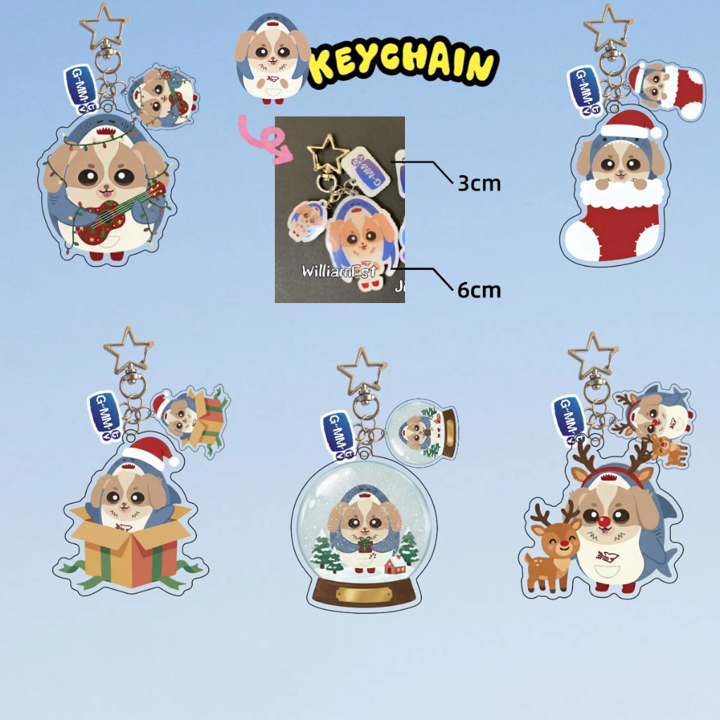 GMMtv คริสต์มาส WESLEY อะคริลิคพวงกุญแจ Key แหวนกระเป๋าจี้กีตาร์ Snowman Equeen Snowball รูปร่างจี้ 