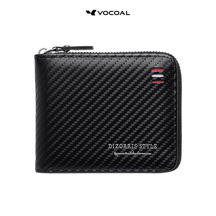 VOCOAL Men's Short Wallet Soft PU Leather Multifunctional Large Capacity  ID Credit Card Holder  Zipper Bag