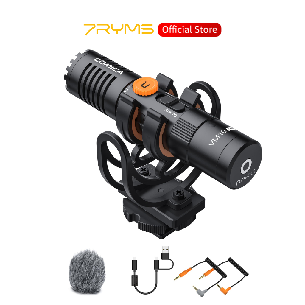 Comica VM10 PRO ไมโครโฟนวิดีโอสากลพร้อมระบบรับสัญญาณปรับได้, เอาต์พุตดิจิตอล Type-C, การตรวจสอบ, ไมโครโฟนสําหรับกล้อง/สมาร์ทโฟนเพื่อ Vlogging, การบันทึก, สตรีมมิ่งสด