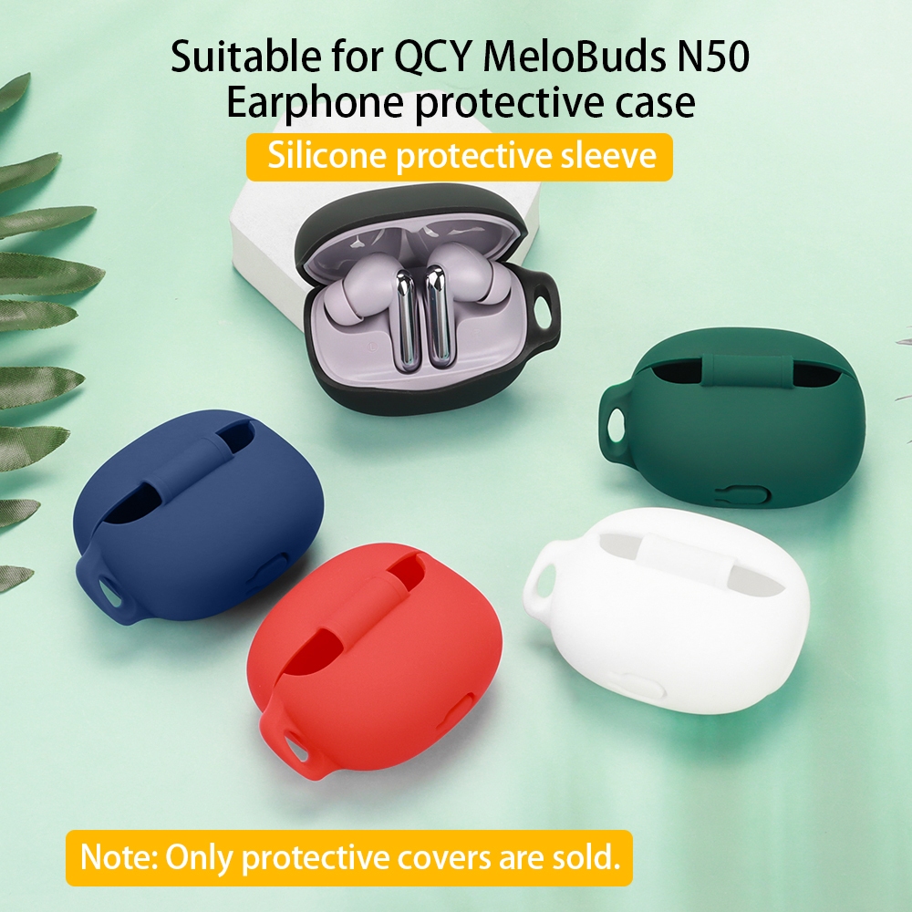 สําหรับ QCY MeloBuds N50 เคสหูฟังซิลิโคนสีทึบกันกระแทกหูฟังฝาครอบป้องกัน