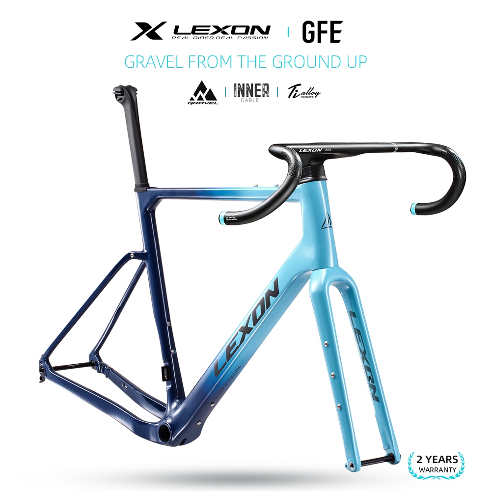 Lexon GFE Ultralight Full Carbon Gravel Bike Frame รองรับล้อ 700C และ 650B กรวด ทางออฟโรด และไซค์ครอส ระบบเบรกดิสก์แบบทรงพลัง